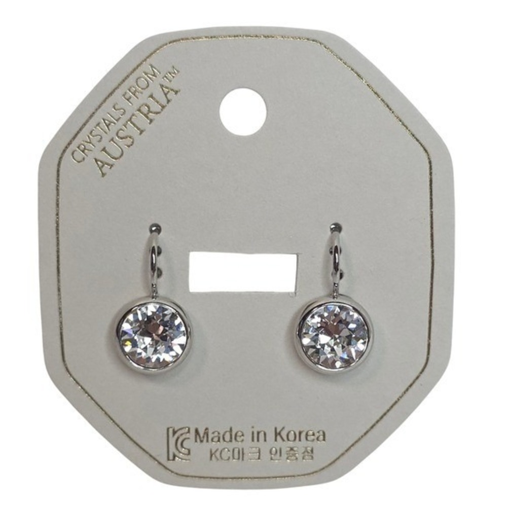 NEW!‎ Clear RoundEarringsCrystals from Austria Platinum Plated LeverBack 10mm